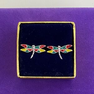 💛 Unique 925 Dragonfly Studs | Vibrant Multicolor Clay & Crystal | Playful Luxe
